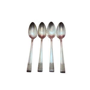 National Silver Co Calvalcade Teaspoons Set of 4 Silverplate 6" 1946 Vintage MCM